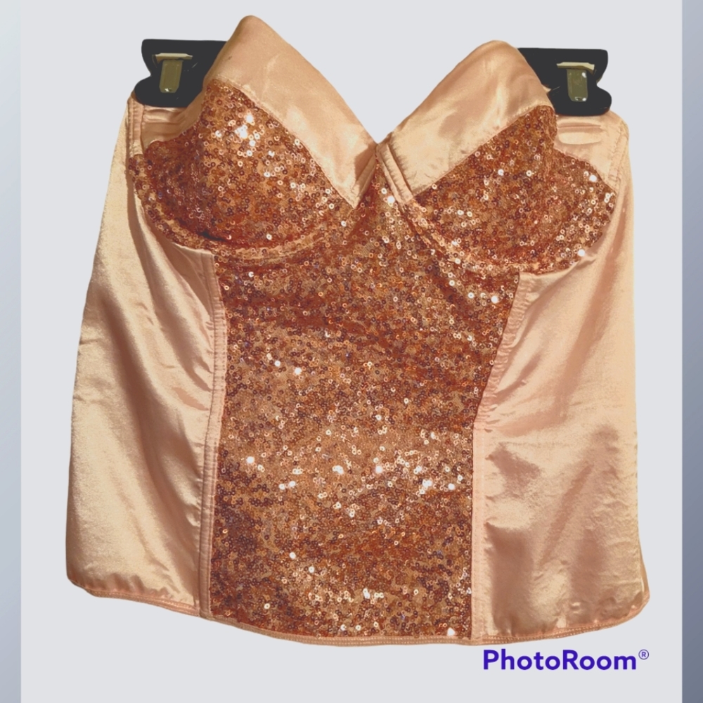 Pink Sequin & Satin Bustier